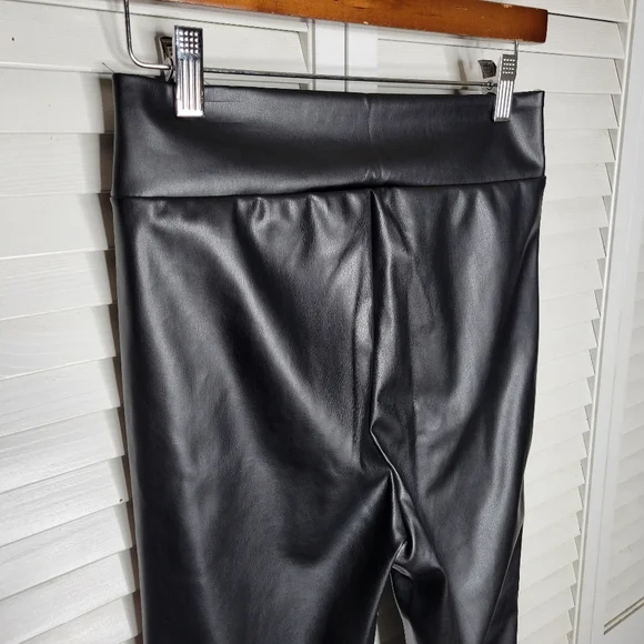 Bohme Karina Black Faux Vegan Leather High Rise Pull-On Pants XS (00-0) EUC - Picture 9 of 14